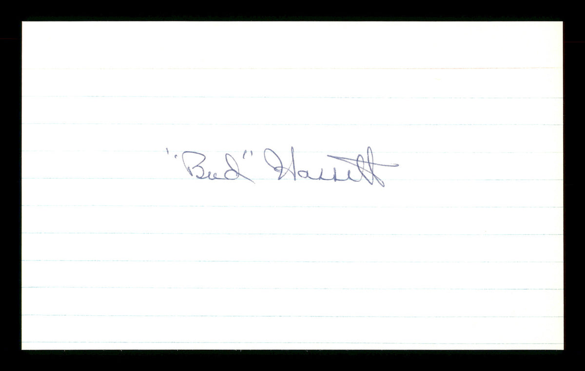 Bud Buddy Hassett Autographed 3x5 Index Card Brooklyn Dodgers SKU #174158