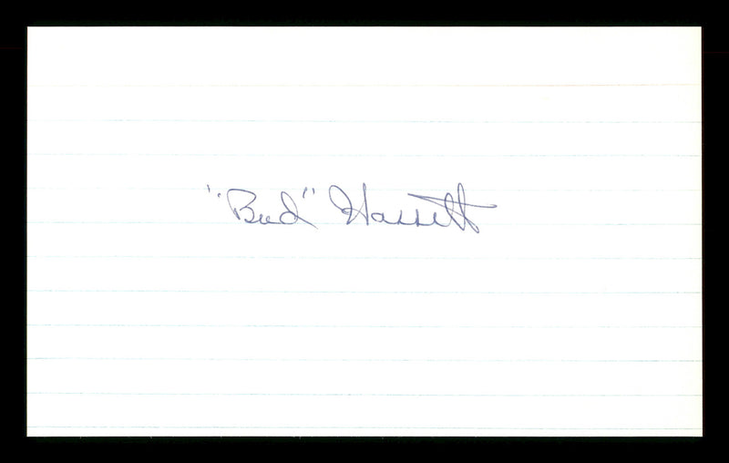 Bud Buddy Hassett Autographed 3x5 Index Card Brooklyn Dodgers SKU #174158