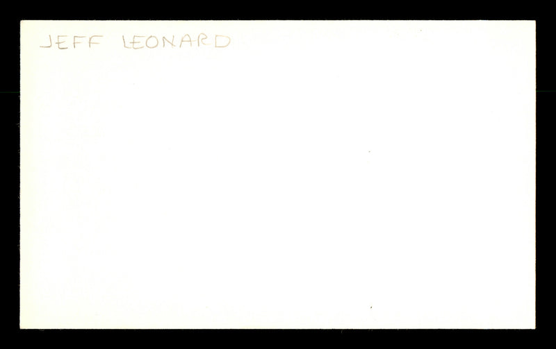 Jeffrey Jeff Leonard Autographed 3x5 Index Card San Francisco Giants SKU #174179