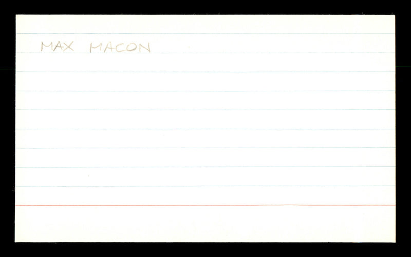 Max Macon Autographed 3x5 Index Card Brooklyn Dodgers SKU #174184