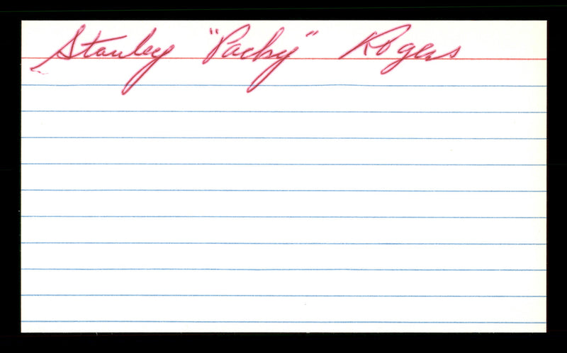 Stan Rogers Autographed 3x5 Index Card Brooklyn Dodgers SKU #174238