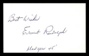 Ernest Rudolph Autographed 3x5 Index Card Brooklyn Dodgers "Best Wishes " SKU #174243