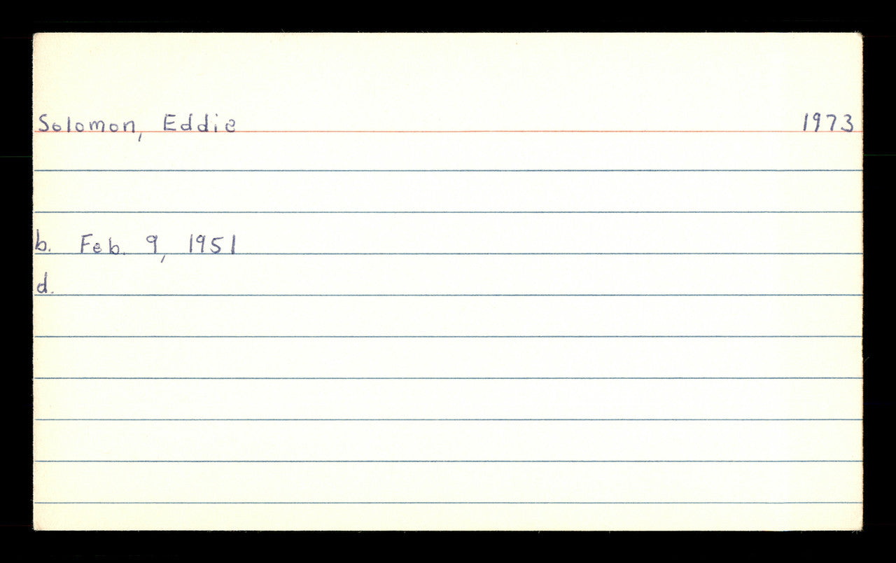 Eddie Solomon Autographed 3x5 Index Card Los Angeles Dodgers, Atlanta Braves SKU #174254