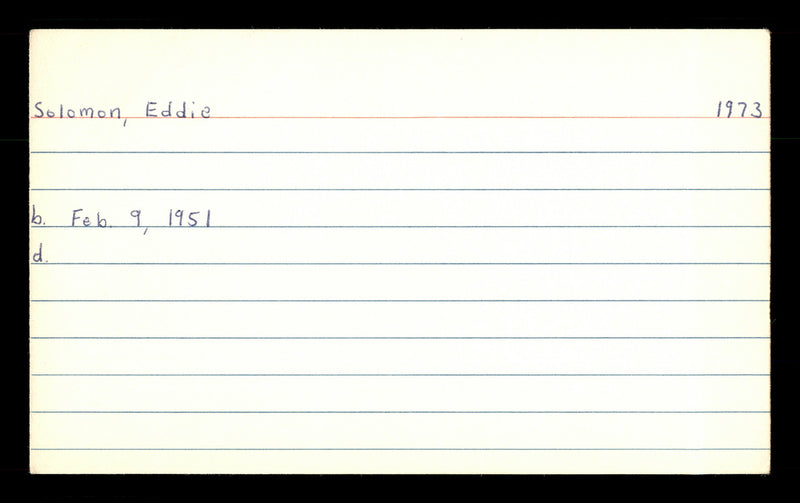Eddie Solomon Autographed 3x5 Index Card Los Angeles Dodgers, Atlanta Braves SKU #174254