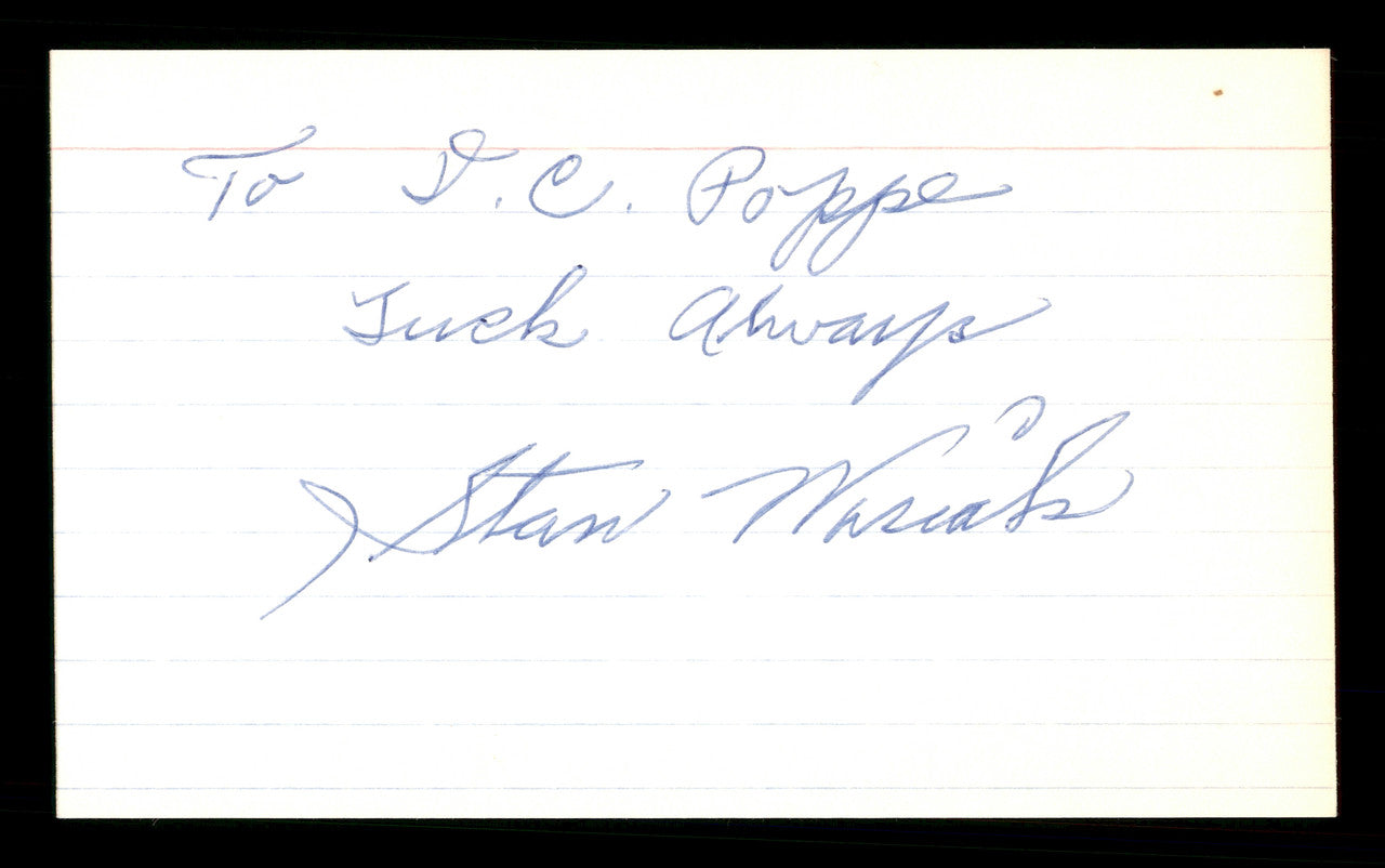 Stan Wasiak Autographed 3x5 Index Card Brooklyn Dodgers "Luck Always" SKU #174277