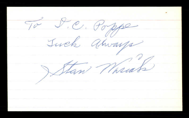 Stan Wasiak Autographed 3x5 Index Card Brooklyn Dodgers "Luck Always" SKU #174277