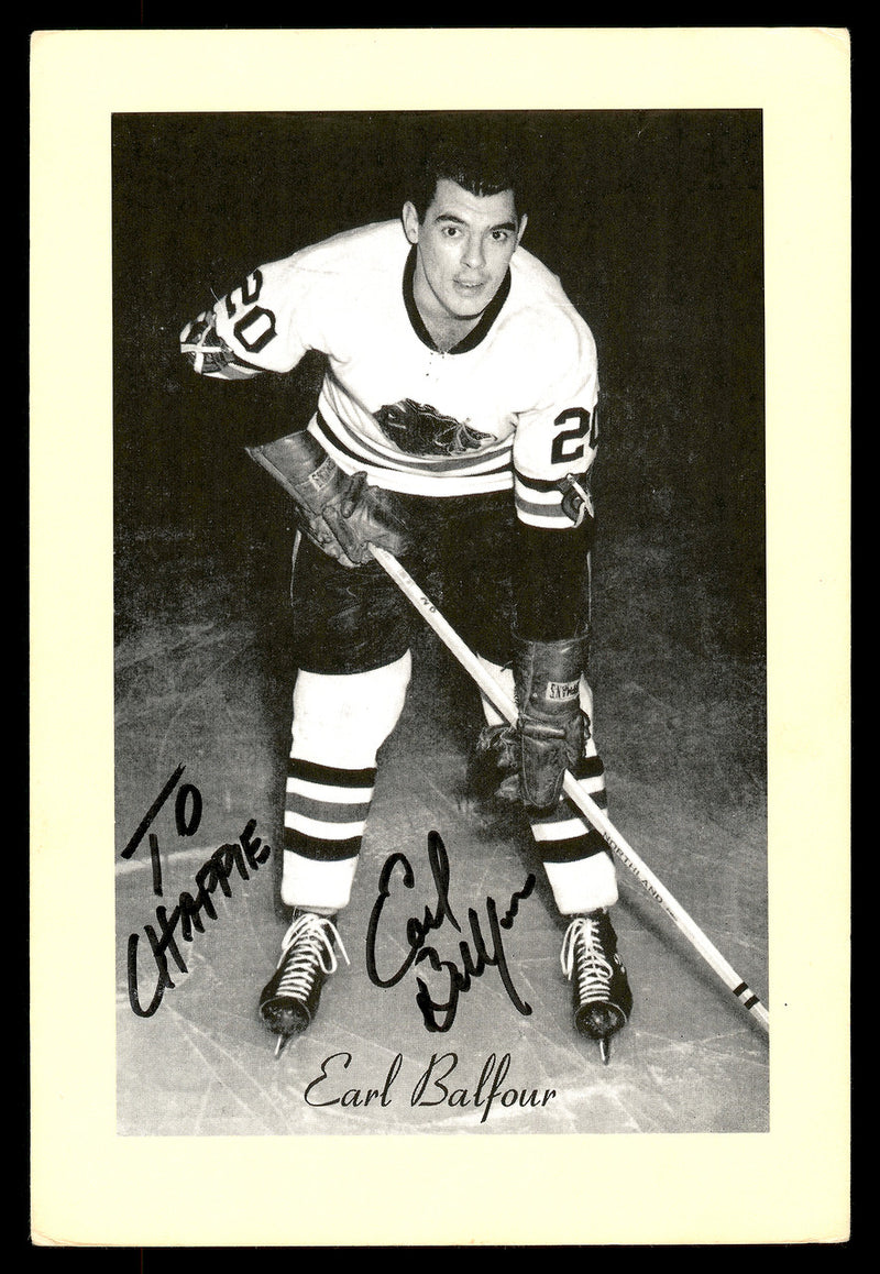 Earl Balfour Autographed 1944-63 Beehive Group 2 4.5x6.5 Photo Chicago Blackhawks "To Chappie" SKU #176826