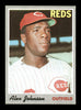 Alex Johnson Autographed 1970 Topps Card #115 Cincinnati Reds SKU #168109