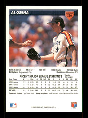 Al Osuna Autographed 1993 Donruss Card #216 Houston Astros SKU #184647