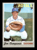 Jim Campanis Autographed 1970 Topps Card #671 Kansas City Royals SKU #168286