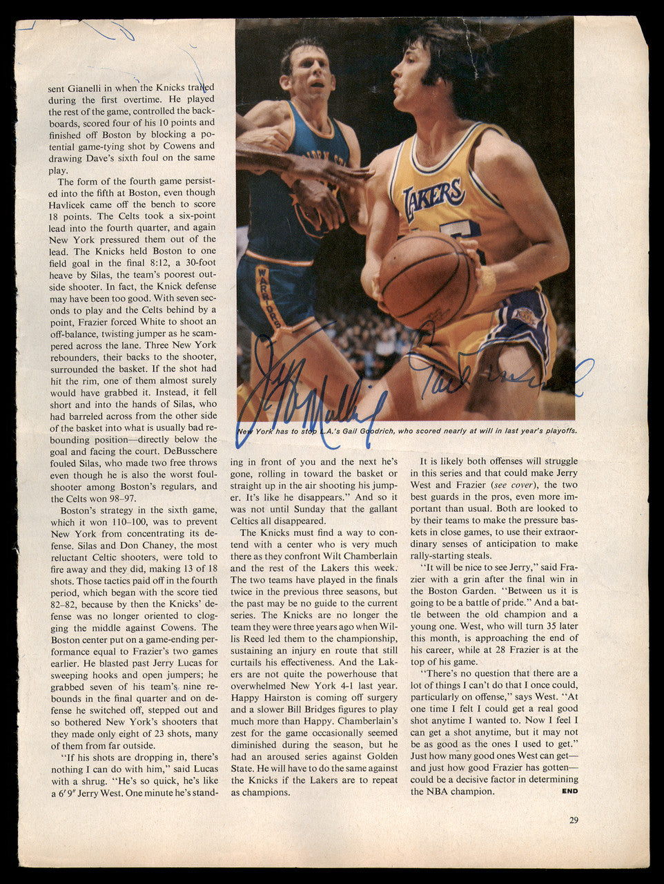 Gail Goodrich & Jeff Mullins Autographed 8x11 Magazine Page Photo SKU #185416