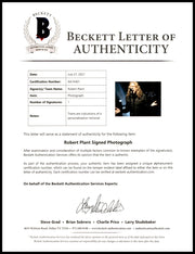 Robert Plant Autographed 8x10 Photo Led Zeppelin (Removed Personalization) Beckett BAS #AA10401
