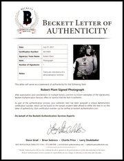 Robert Plant Autographed 8x10 Photo Led Zeppelin (Removed Personalization) Beckett BAS #AA10405