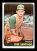 Jose Santiago Autographed 1965 Topps Rookie Card #557 Kansas City A's SKU #170567