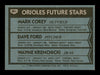 Mark Corey & Dave Ford Autographed 1980 Topps Rookie Card #661 Baltimore Orioles SKU #166408