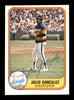 Julio Gonzalez Autographed 1981 Fleer Card #73 Houston Astros SKU #166513