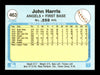 John Harris Autographed 1982 Fleer Card #463 California Angels SKU #166626