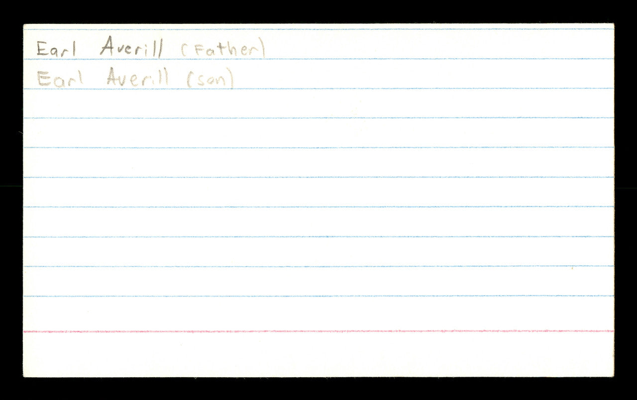 Earl Averill Sr. & Earl Averill Jr. Autographed 3x5 Index Card SKU #171220