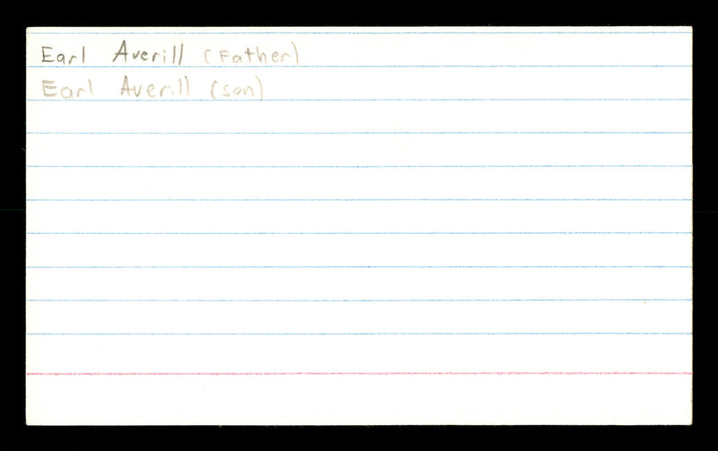 Earl Averill Sr. & Earl Averill Jr. Autographed 3x5 Index Card SKU #171220