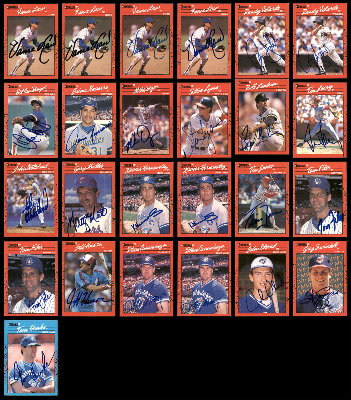 1990 Donruss Baseball Autographed Cards Lot Of 235 SKU #185582