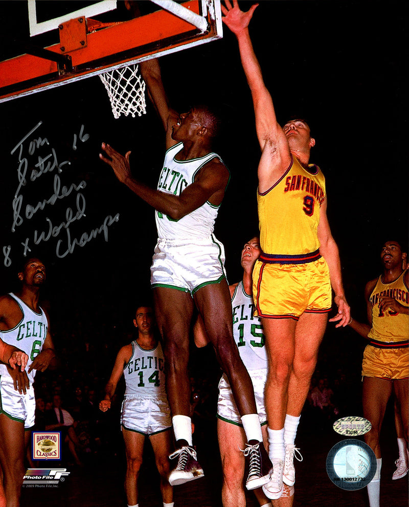 Tom Satch Sanders Autographed 8X10 Photo Boston Celtics "8x World Champs" MCS Holo Stock #209009