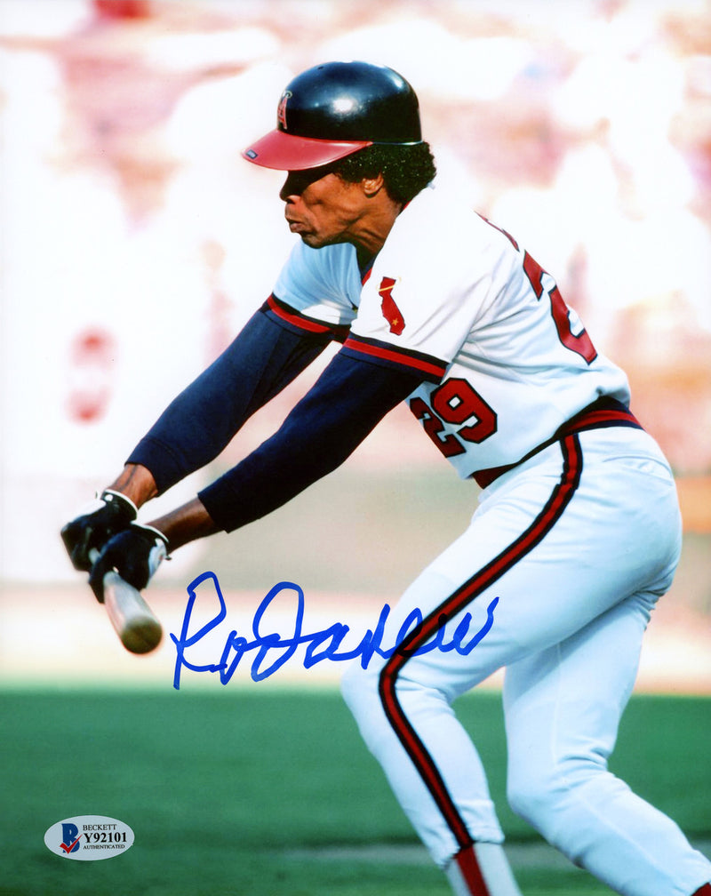 Rod Carew Autographed 8x10 Photo California Angels Signed In Blue Beckett BAS Stock #185961