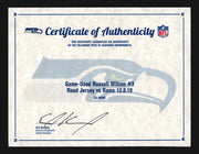 Russell Wilson Framed Game Used Seattle Seahawks White Nike Jersey With Captain's Patch & NFL 100 Logo Unsigned SKU #203517
