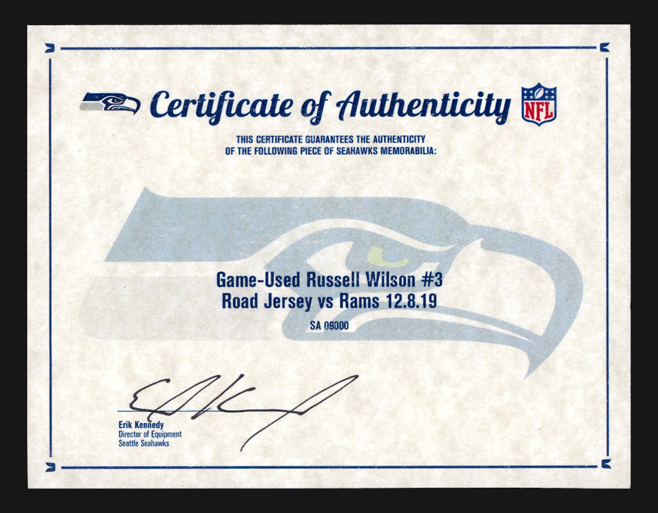 Russell Wilson Framed Game Used Seattle Seahawks White Nike Jersey With Captain's Patch & NFL 100 Logo Unsigned SKU #203517