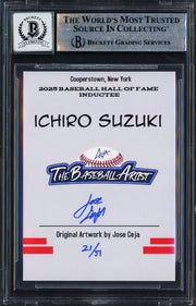 Ichiro Suzuki Autographed 2025 Hall of Fame Card Seattle Mariners Artist Jose Ceja #/51 Auto Grade Gem Mint 10 Beckett BAS Stock #262413
