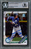 Julio Rodriguez Autographed 2019 Bowman Chrome Prospects Rookie Card #BCP33 Seattle Mariners Beckett BAS Stock #210526