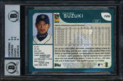 Ichiro Suzuki Autographed 2001 Topps Rookie Card #726 Seattle Mariners Card Grade Mint 9 Sig 9 Beckett BAS Stock #213279
