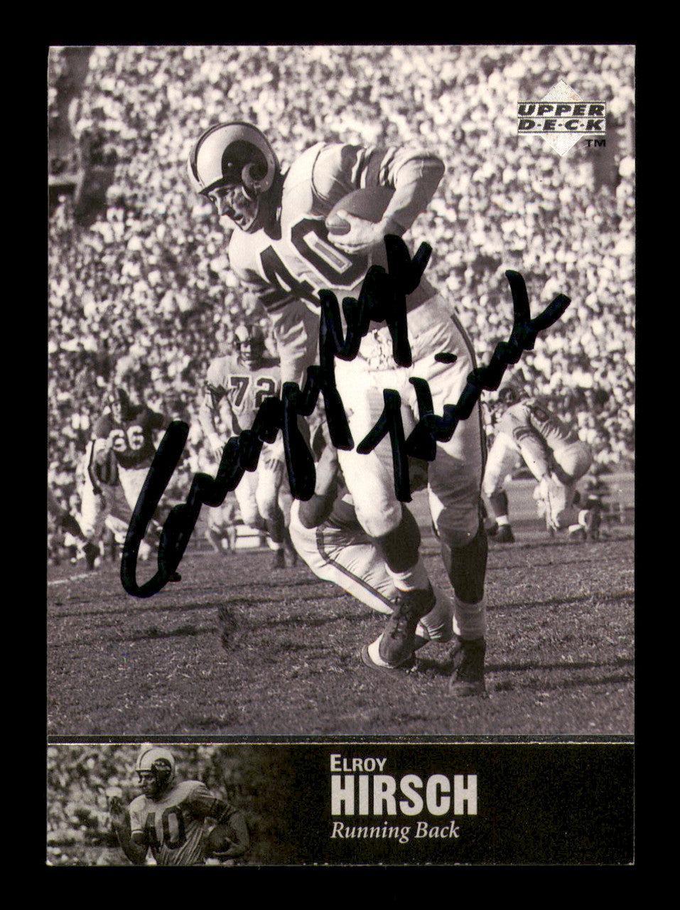 Elroy Crazylegs Hirsch Autographed 1997 Upper Deck Legends Card #39 Los Angeles Rams SKU #251068