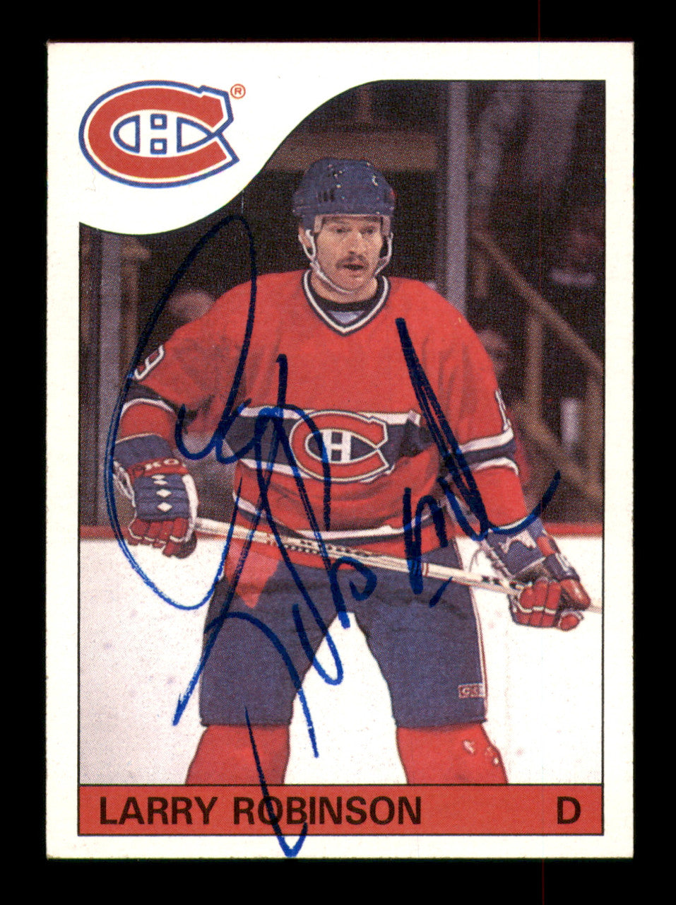 Larry Robinson Autographed 1985-86 Topps Card #147 Montreal Canadiens SKU #251163