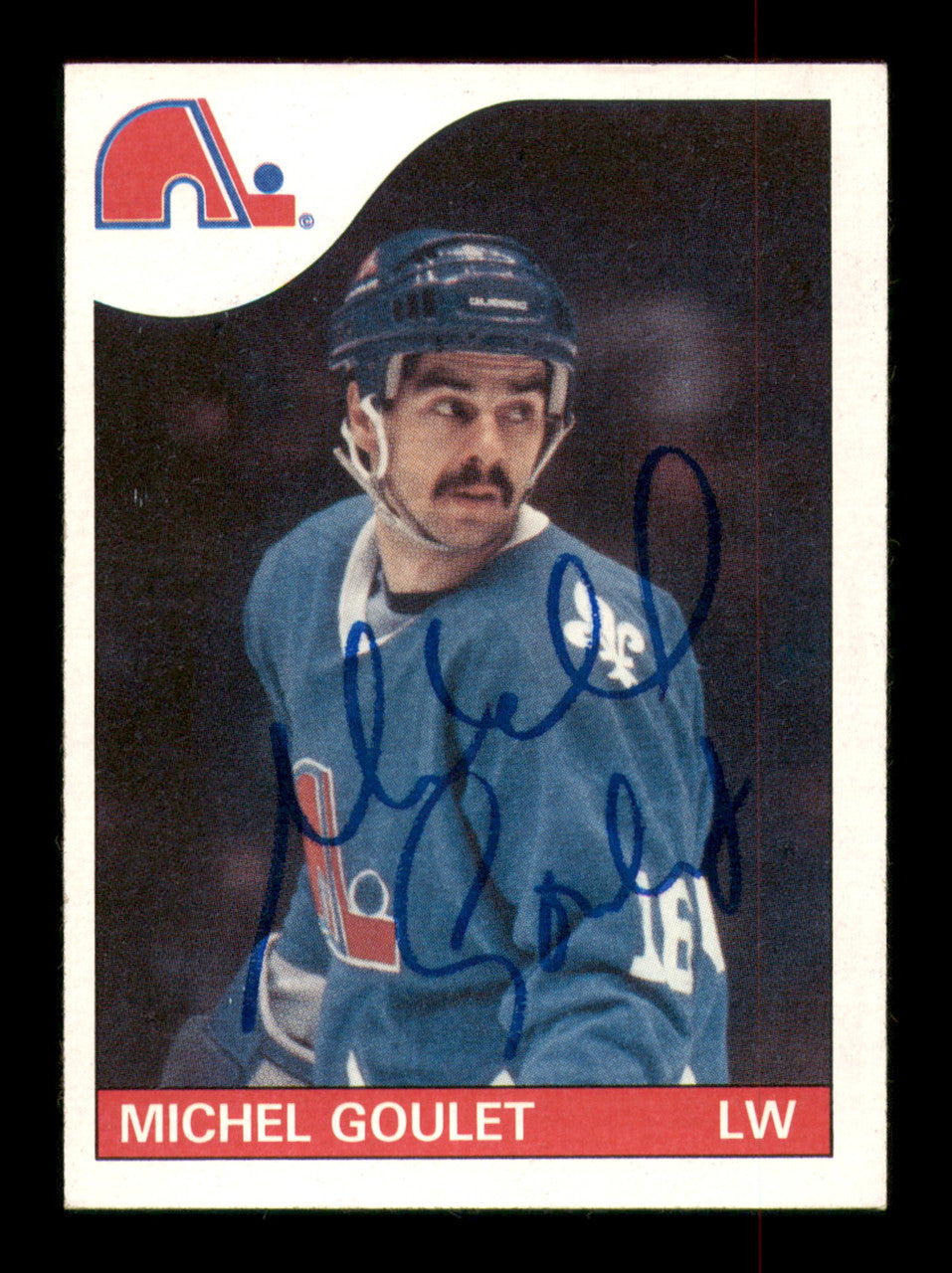 Michel Goulet Autographed 1985-86 Topps Card #150 Quebec Nordiques SKU #251169