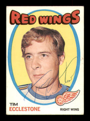 Tim Ecclestone Autographed 1971-72 Topps Card #52 Detroit Red Wings SKU #251179