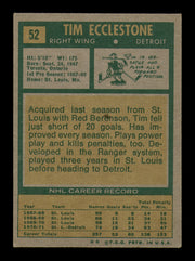 Tim Ecclestone Autographed 1971-72 Topps Card #52 Detroit Red Wings SKU #251179
