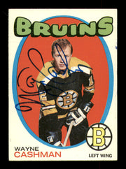 Wayne Cashman Autographed 1971-72 Topps Card #129 Boston Bruins SKU #251182