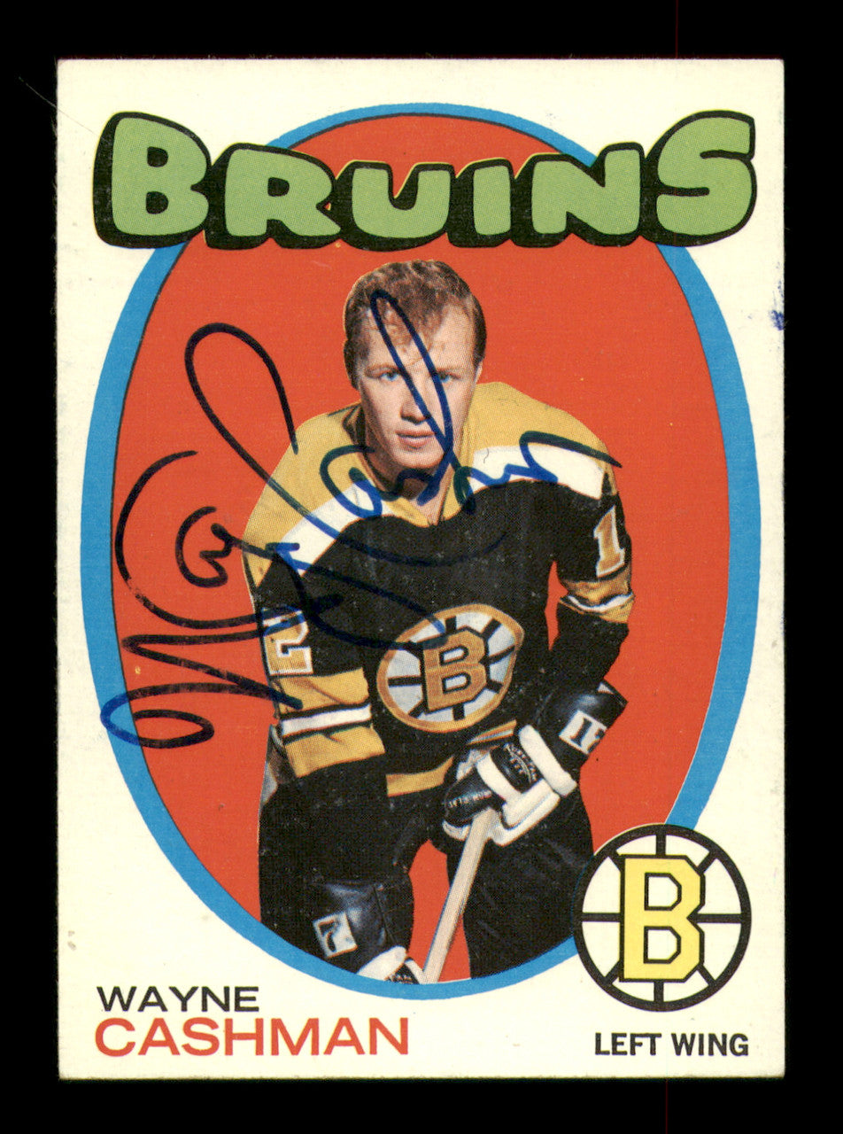 Wayne Cashman Autographed 1971-72 Topps Card #129 Boston Bruins SKU #251182