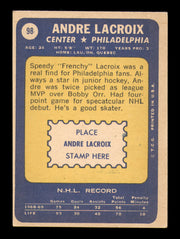Andre Lacroix Autographed 1969-70 Topps Card #98 Philadelphia Flyers SKU #251198
