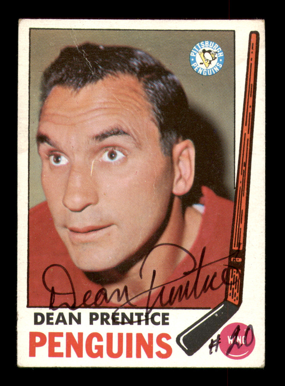 Dean Prentice Autographed 1969-70 Topps Card #115 Pittsburgh Penguins SKU #251199