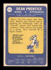 Dean Prentice Autographed 1969-70 Topps Card #115 Pittsburgh Penguins SKU #251200