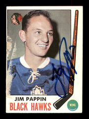 Jim Pappin Autographed 1969-70 Topps Card #73 Chicago Blackhawks (Damaged) SKU #251202