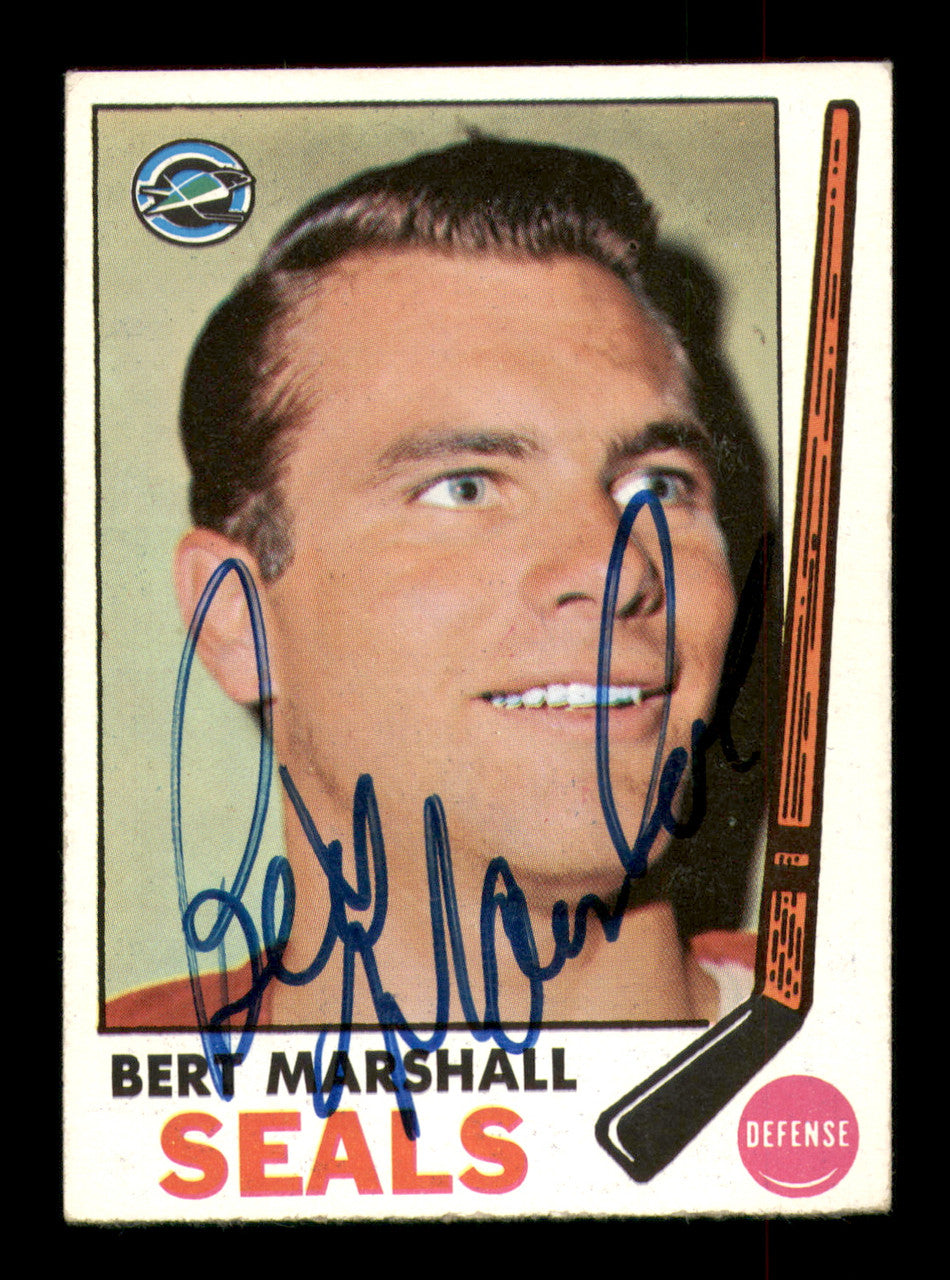 Bert Marshall Autographed 1969-70 Topps Card #80 California Golden Seals SKU #251203