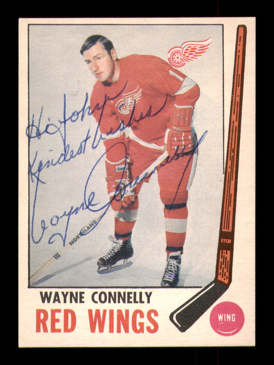 Wayne Connelly Autographed 1969-70 O-Pee-Chee Card #60 Detroit Red Wings SKU #251204