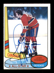 Larry Robinson Autographed 1980-81 Topps Card #84 Montreal Canadiens SKU #251230