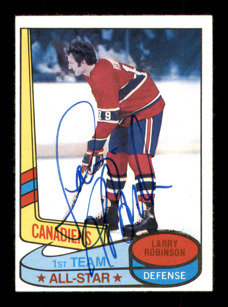 Larry Robinson Autographed 1980-81 Topps Card #84 Montreal Canadiens SKU #251230