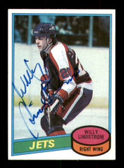 Willy Lindstrom Autographed 1980-81 Topps Rookie Card #142 Winnipeg Jets SKU #251237