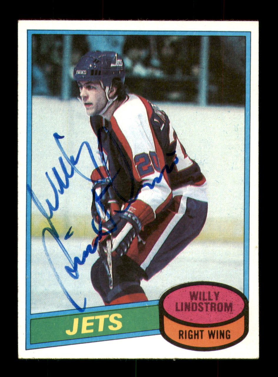 Willy Lindstrom Autographed 1980-81 Topps Rookie Card #142 Winnipeg Jets SKU #251237