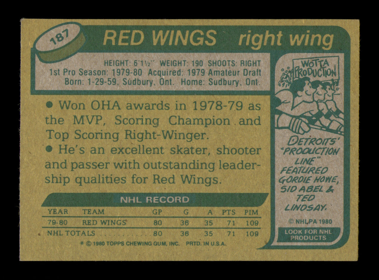 Mike Foligno Autographed 1980-81 Topps Rookie Card #187 Detroit Red Wings SKU #251240