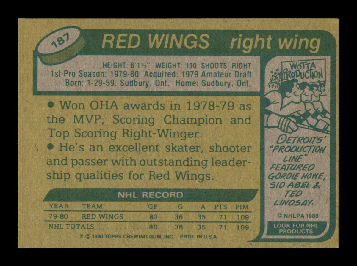 Mike Foligno Autographed 1980-81 Topps Rookie Card #187 Detroit Red Wings SKU #251242
